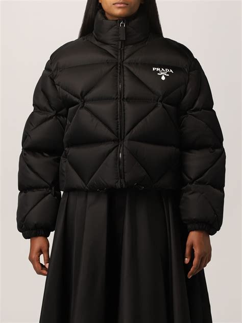 prada black winter coat|prada women's down coat.